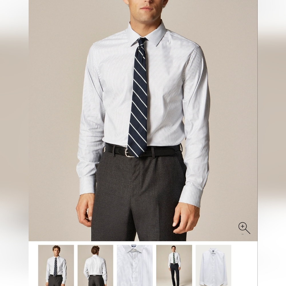 J.Crew CA351 Slim Bowery performance stretch dress shirt Gray spread collar L